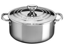 Le Creuset lage kookpan met deksel - RVS - 20 cm / 3.0 liter