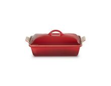 Le Creuset aardewerken rechthoekige ovenschaal met deksel - 33 cm / 3.8 liter - kersenrood