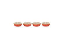 Le Creuset aardewerken mini-taartvorm - 11 cm / 0.2 liter - oranjerood - set van 4