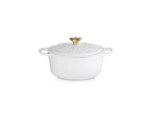 Le Creuset gietijzeren ronde braadpan 24 cm / 4.2 liter - Xmas - wit