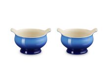 Le Creuset aardewerk set van 2 heritage soepkommen - 11 cm / 0.6 liter  - azure