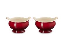 Le Creuset aardewerk set van 2 heritage soepkommen - 11 cm / 0.6 liter  - kersenrood