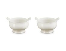 Le Creuset aardewerk set van 2 heritage soepkommen - 11 cm / 0.6 liter  - meringue