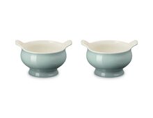 Le Creuset aardewerk set van 2 heritage soepkommen - 11 cm / 0.6 liter  - sea salt