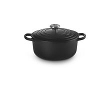 Le Creuset gietijzeren ronde braadpan 20 cm / 2.4 liter - mat zwart