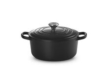 Le Creuset gietijzeren ronde braadpan 22 cm / 3.3 liter - mat zwart