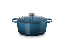 Le Creuset gietijzeren ronde braadpan 24 cm / 4.2 liter - deep teal