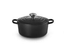 Le Creuset gietijzeren ronde braadpan 24 cm / 4.2 liter - mat zwart