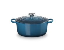 Le Creuset gietijzeren ronde braadpan 26 cm / 5.3 liter - deep teal