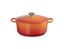Le Creuset gietijzeren ronde braadpan 26 cm / 5.3 liter - oranjerood