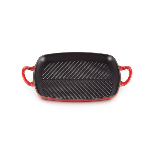 Le Creuset rechthoekige gietijzeren grillplaat - 30 cm - kersenrood