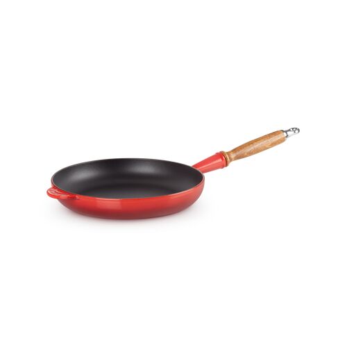 Le Creuset gietijzeren koekenpan met houten handvat - 26 cm / 2.0 liter - kersenrood