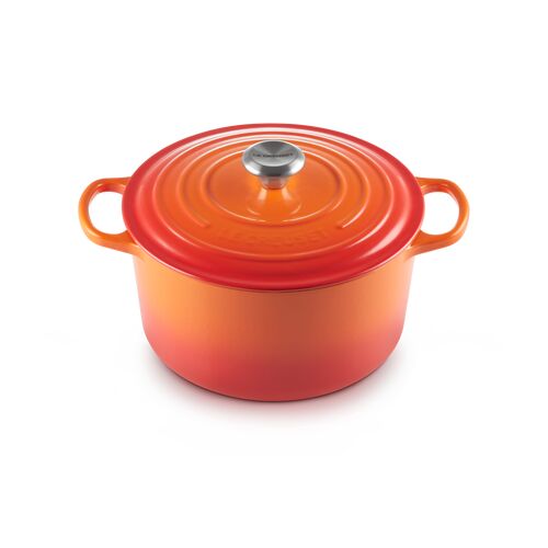 Le Creuset hoge gietijzeren ronde braadpan - 26 cm / 6.3 liter - oranjerood