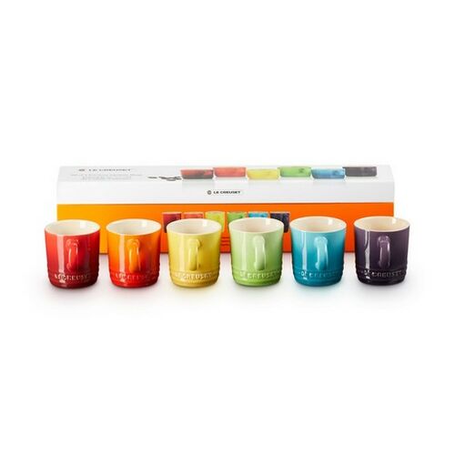 Le Creuset aardewerken espressokopjes set  - 100 ml - regenboog