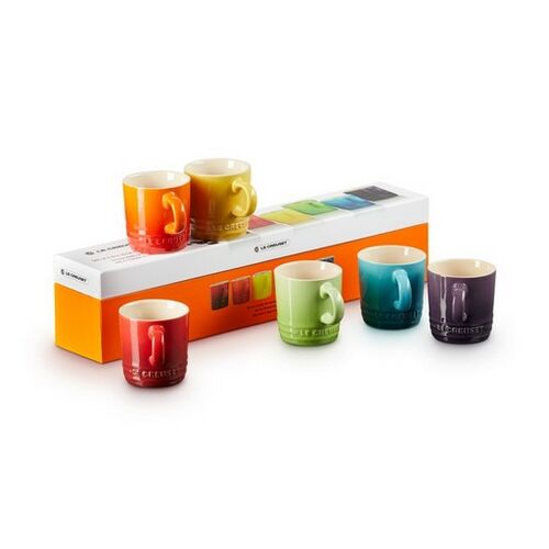 Le Creuset aardewerken espressokopjes set  - 100 ml - regenboog
