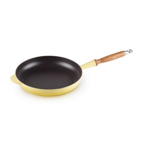 Le Creuset gietijzeren koekenpan met houten handvat - 28 cm / 2.6 liter - soleil