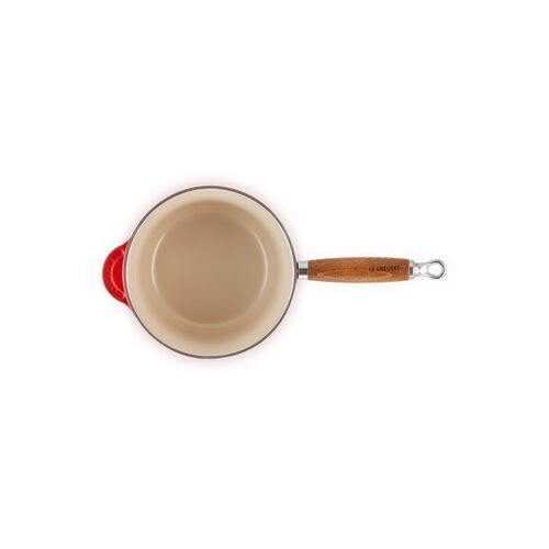 Le Creuset gietijzeren steelpan met houten handvat 18 cm / 1.8 liter - kersenrood