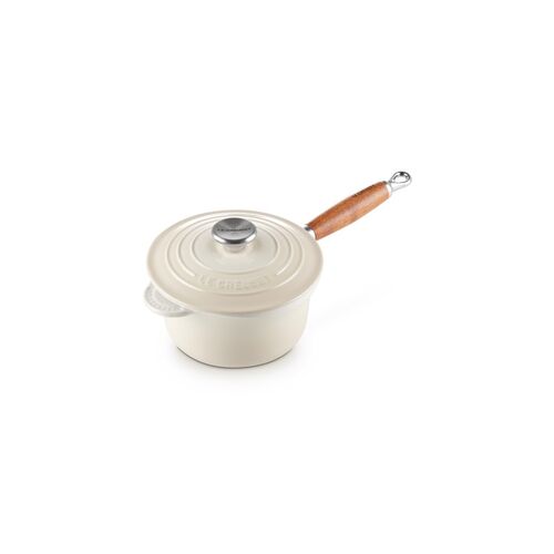 Le Creuset gietijzeren steelpan met houten handvat 18 cm / 1.8 liter - meringue