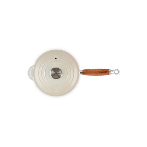 Le Creuset gietijzeren steelpan met houten handvat 18 cm / 1.8 liter - meringue