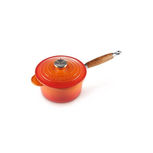 Le Creuset gietijzeren steelpan met houten handvat 18 cm / 1.8 liter - oranjerood