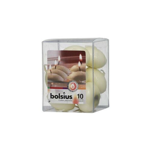 Bolsius drijfkaarsen - ivoor - 10 stuks