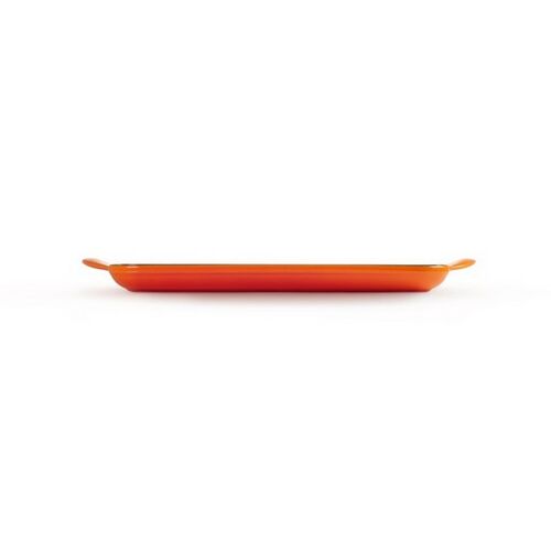 Le Creuset rechthoekige gietijzeren grillplaat - 32 cm - oranjerood