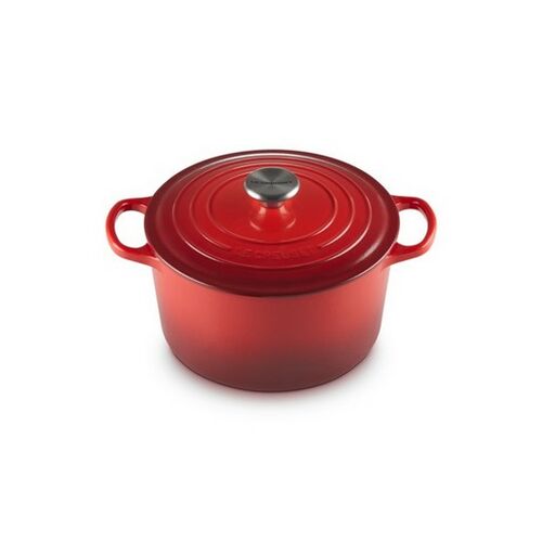 Le Creuset hoge gietijzeren ronde braadpan - 24 cm / 5.0 liter - kersenrood