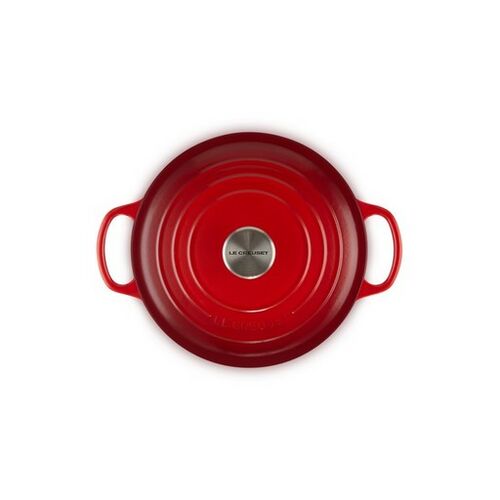 Le Creuset hoge gietijzeren ronde braadpan - 24 cm / 5.0 liter - kersenrood