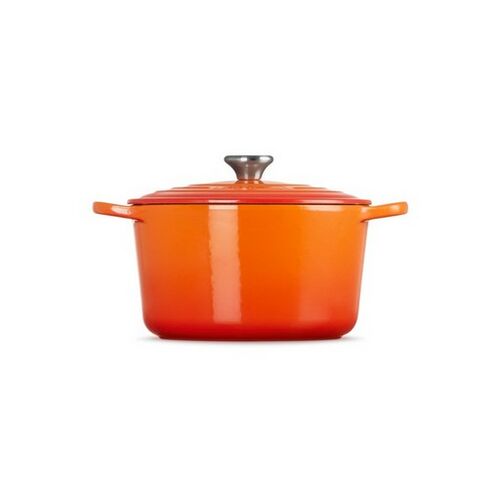 Le Creuset hoge gietijzeren ronde braadpan - 24 cm / 5.0 liter - oranjerood