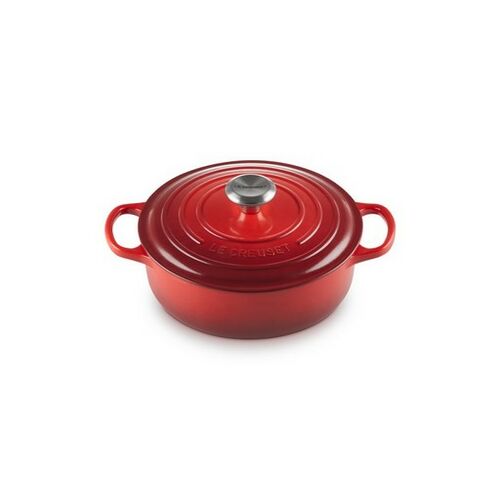 Le Creuset lage gietijzeren ronde braadpan 24 cm / 3.1 liter - kersenrood