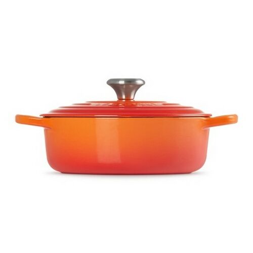Le Creuset lage gietijzeren ronde braadpan 30 cm / 6.2 liter - oranjerood