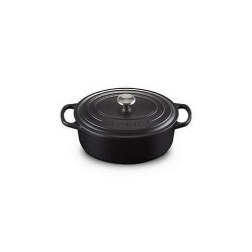Le Creuset lage gietijzeren ovale braadpan - 27 cm / 3.4 liter - mat zwart