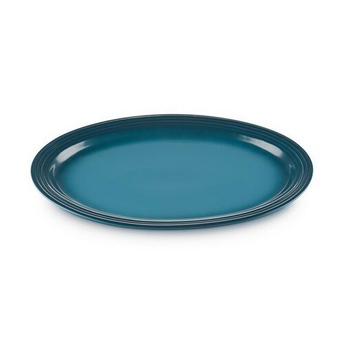 Le Creuset aardewerken ovale serveerschaal - 46 cm - deep teal
