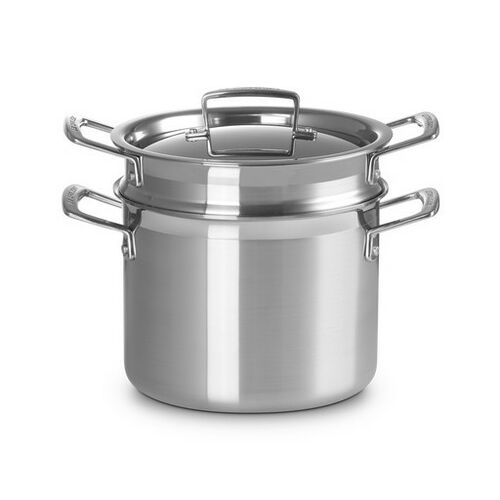 Le Creuset kookpan met pastamand en deksel - RVS - 20 cm / 5.0 liter
