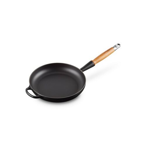 Le Creuset gietijzeren Signature koekenpan met houten handvat - 26 cm / 2.0 liter - mat zwart