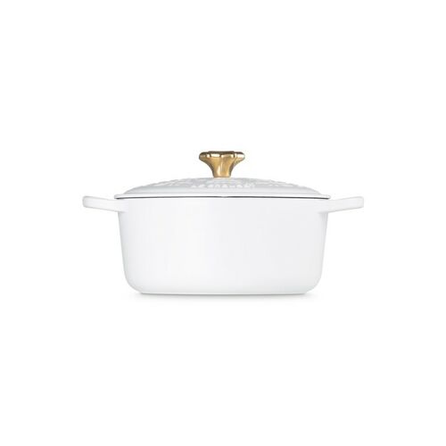 Le Creuset gietijzeren ronde braadpan 24 cm / 4.2 liter - Xmas - wit