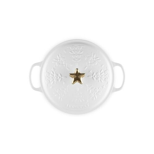 Le Creuset gietijzeren ronde braadpan 24 cm / 4.2 liter - Xmas - wit