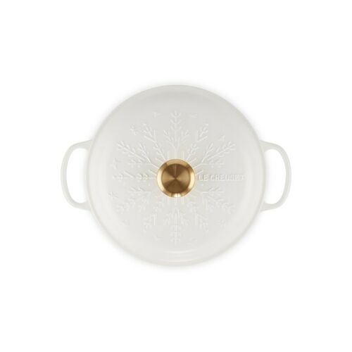 Le Creuset gietijzeren campagnard sneeuwvlokken 26 cm / 2.2 liter - wit