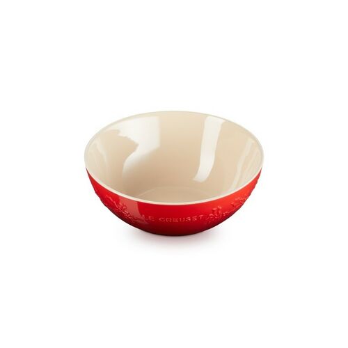 Le Creuset aardewerken serveerbowl Holly - 25 cm - kersenrood