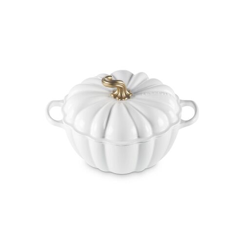 Le Creuset gietijzeren pompoen braad- stoofpan 24cm - wit