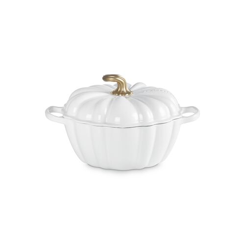 Le Creuset gietijzeren pompoen braad- stoofpan 24cm - wit