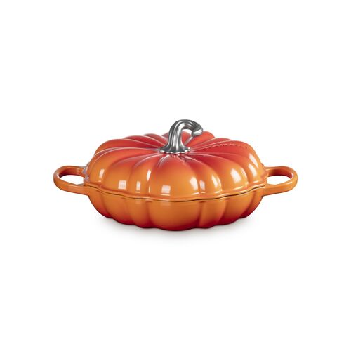 Le Creuset gietijzeren pompoen campagnard 28cm / 2.5 liter - oranjerood