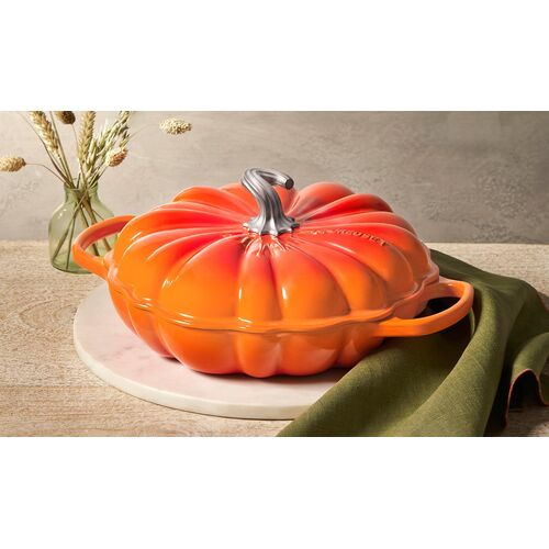 Le Creuset gietijzeren pompoen campagnard 28cm / 2.5 liter - oranjerood