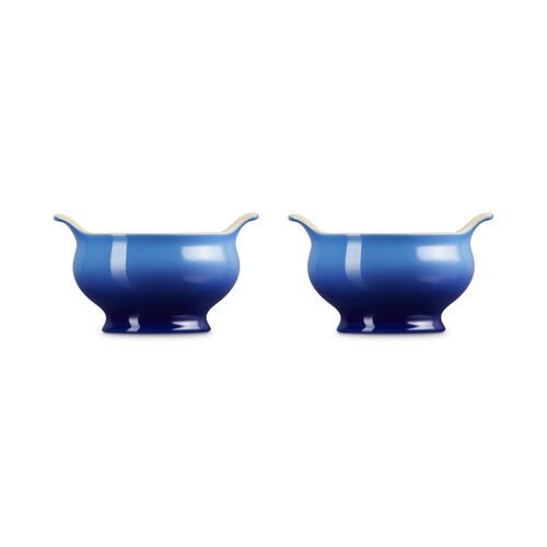 Le Creuset aardewerk set van 2 heritage soepkommen - 11 cm / 0.6 liter  - azure