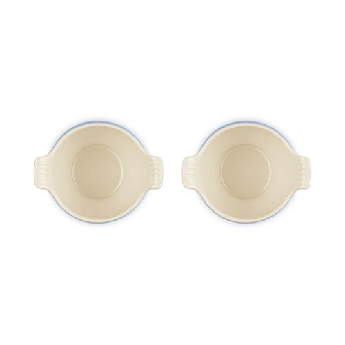 Le Creuset aardewerk set van 2 heritage soepkommen - 11 cm / 0.6 liter  - azure