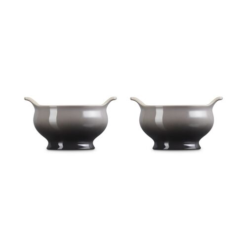 Le Creuset aardewerk set van 2 heritage soepkommen - 11 cm / 0.6 liter  - flint