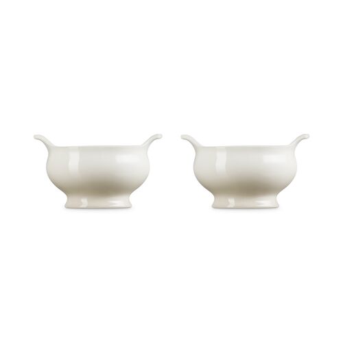 Le Creuset aardewerk set van 2 heritage soepkommen - 11 cm / 0.6 liter  - meringue