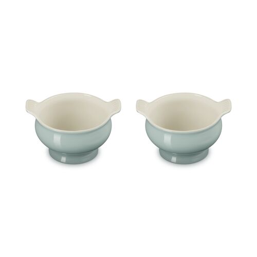 Le Creuset aardewerk set van 2 heritage soepkommen - 11 cm / 0.6 liter  - sea salt