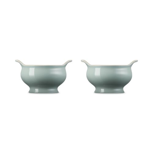 Le Creuset aardewerk set van 2 heritage soepkommen - 11 cm / 0.6 liter  - sea salt