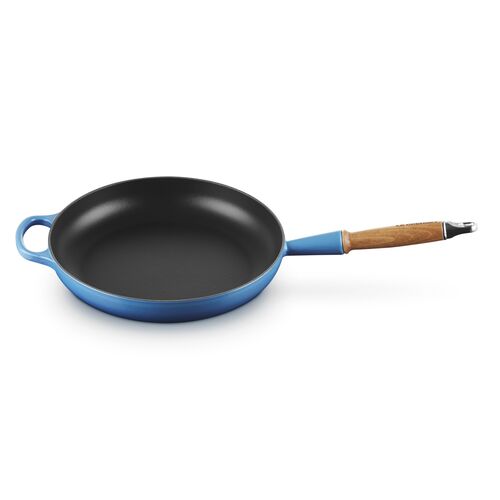 Le Creuset gietijzeren Signature koekenpan met houten handvat - 28 cm / 2.6 liter - azure